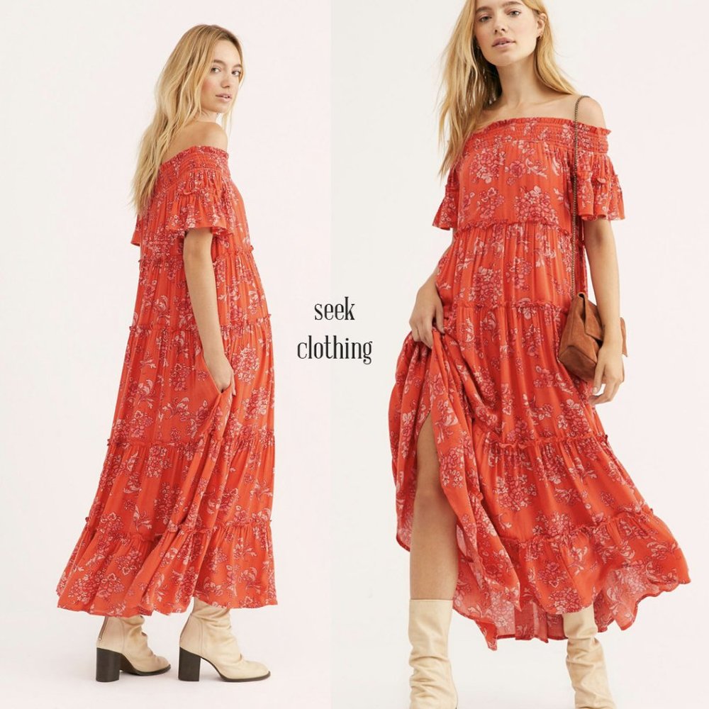 Free People L Tiered Free People Maxi Dress